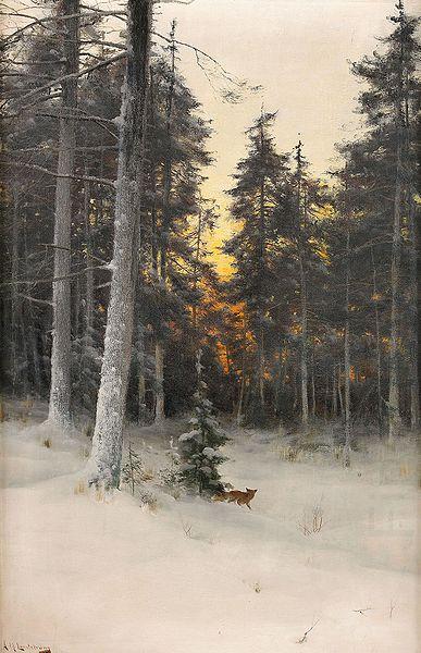 Fox in Winter Forest, Mauritz Lindstrom